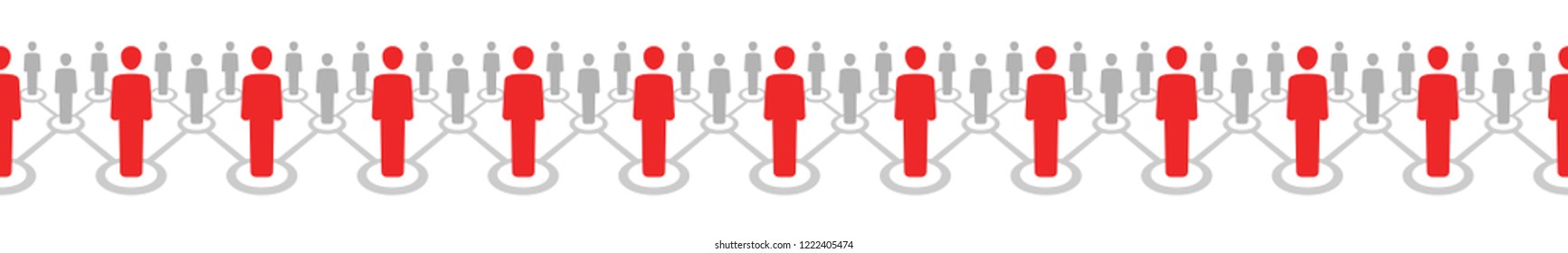 People social networking seamless border - human silhouettes connected to each other by lines  - repeated ornament for corporate identity or web design