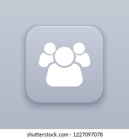 People, society, gray vector button with white icon on gray background