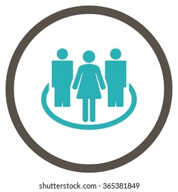 People Society vector icon. Style is bicolor flat circled symbol, grey and cyan colors, rounded angles, white background.