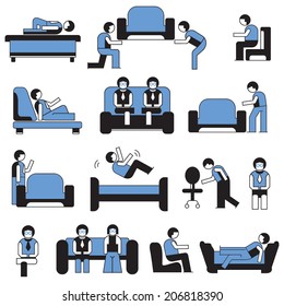 people with sofa and chair set, various activity of people in home