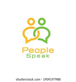 People Speak Bubble Chat Line Art Logo Design Vector