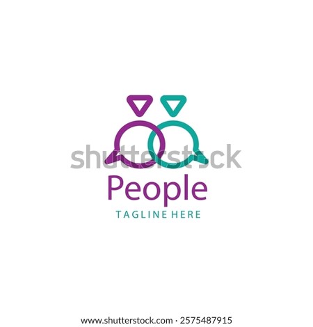 People speak bubble chat line art logo design vector