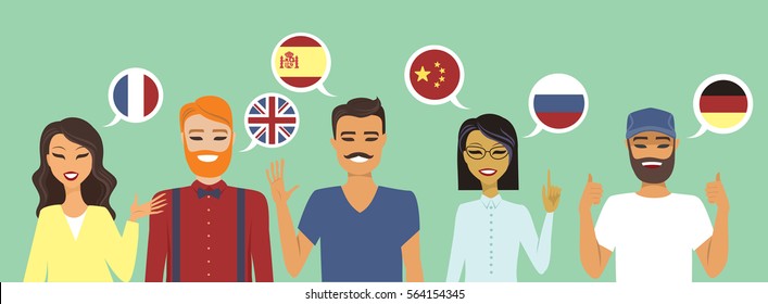 People speaking different languages education concept vector illustration