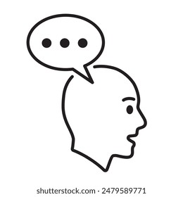 People Speaking Normally with Bubble Talk Outline Icon. Cartoon illustration for human behavior. Vector stock isolated, eps