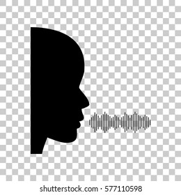 People speaking or singing sign. Black icon on transparent backg