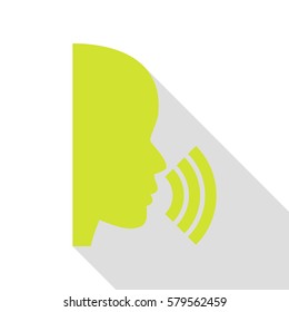 People speaking or singing sign. Pear icon with flat style shadow path.