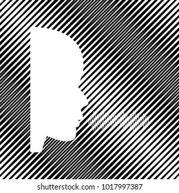 People speaking or singing sign. Vector. Icon. Hole in moire background.