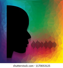 People speaking or singing sign. Vector. Flat style black icon on white.