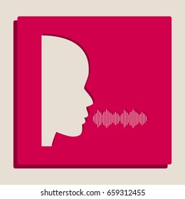 People speaking or singing sign. Vector. Grayscale version of Popart-style icon.
