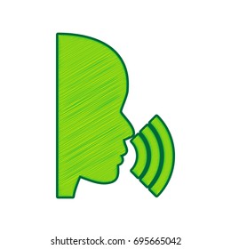 People speaking or singing sign. Vector. Lemon scribble icon on white background. Isolated