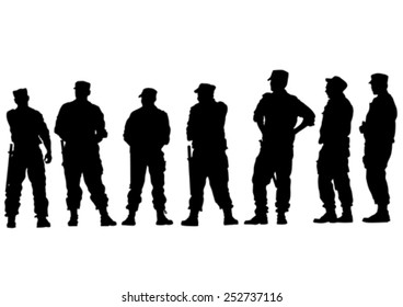 People of special police force on white background