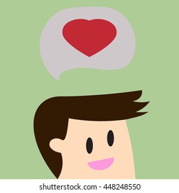 People speech bubble dialog box heart love. Cartoon illustration.