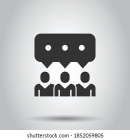 People with speech bubble icon in flat style. Chat vector illustration on white isolated background. Speaker dialog business concept.