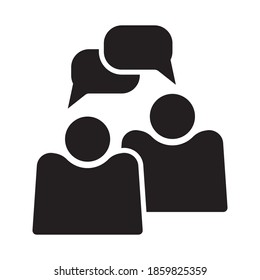 People with speech bubble icon in flat style. Business agreement vector illustration on white isolated background. 