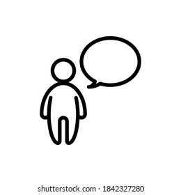 People with speech bubble outline icons. Vector illustration. Editable stroke. Isolated icon suitable for web, infographics, interface and apps.