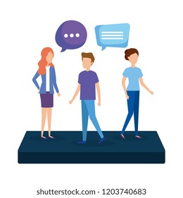 people with speech bubbles