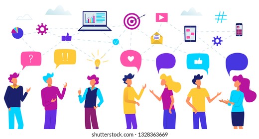 People with speech bubbles. People chatting. Communication concept vector illustration.Business people group.