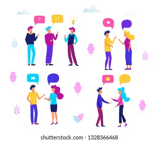 People with speech bubbles. People chatting. Communication concept vector illustration.