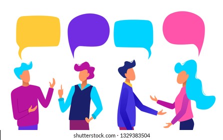 People with speech bubbles. People chatting. Communication concept vector illustration.