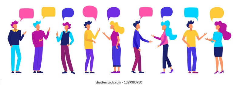 People with speech bubbles. People chatting. Communication concept vector illustration.