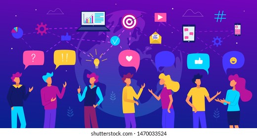 People with speech bubbles. People chatting. Communication concept vector illustration.Business people group.