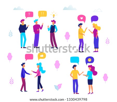 People with speech bubbles. People chatting. Communication concept vector illustration.