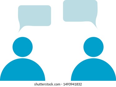 People with speech bubbles, dialog. Icon, symbol, element. Vector graphic. Isolated on white. Flat style design.