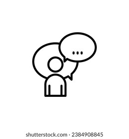 People with speech bubbles outline icon. Vector illustration. The isolated icon suits the web, infographics, interfaces, and apps.