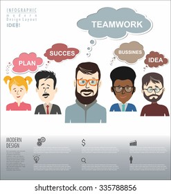 People with speech bubbles teamwork banner and infographic concept