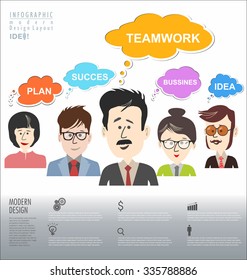 People with speech bubbles teamwork banner and infographic concept