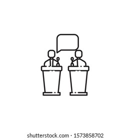 people in speech podium vote line style icon vector illustration design
