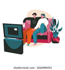 People spend weekend at home scene concept