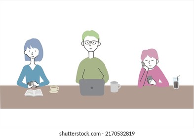Personas pasando tiempo en cafés vectores