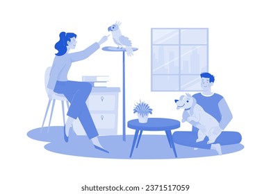 People Spending Time With Pet