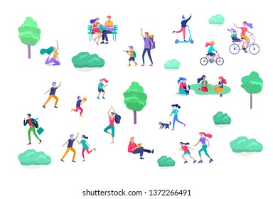 People Spending Time Relaxing On Nature Stock Vector (Royalty Free ...