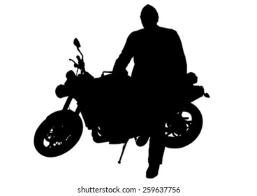 People and sport bike on white background