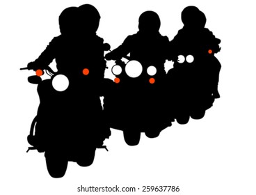 People and sport bike on white background