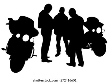 People and sport bike on white background