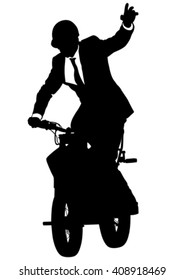 People and sport bike on white background