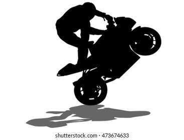 People and sport bike on white background