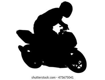 People and sport bike on white background