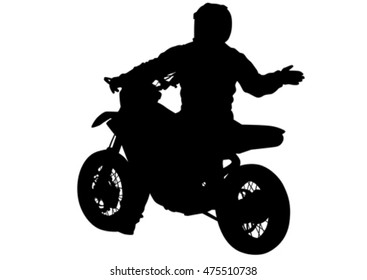 People and sport bike on white background