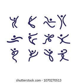 People sport set logo line