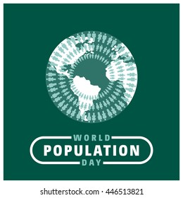 people stack around the globe with typography world Population day on green background