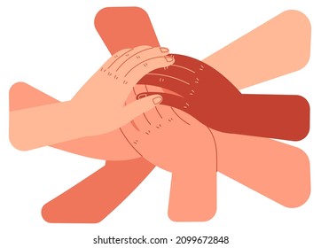 People with stack of hands People putting their hands together