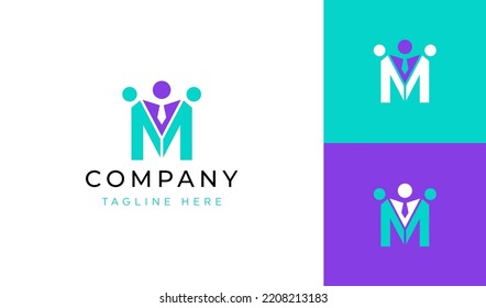 People staff  and letter M logo vector 