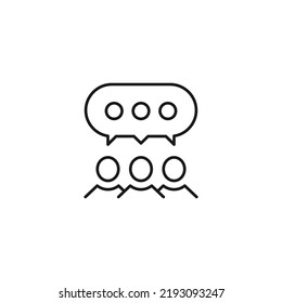 Gente, personal, concepto de burbuja de habla. Icono de línea de vectores para sitios web, tiendas, cursos en línea, etc. Signo de puntos dentro de la burbuja de habla sobre un grupo de personas 