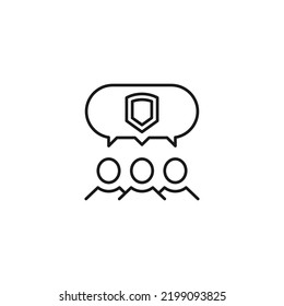 Menschen, Personal, Sprechblase-Konzept. Vektorliniensymbol für Webseiten, Läden, Online-Kurse usw. Schild des Schildes innerhalb der Sprachblase über Personengruppen 