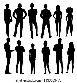 People Stand Back Vector Silhouette Group Stock Vector (royalty Free 