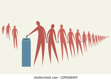People stand in line for their turn to cast the vote. Concept for Election.